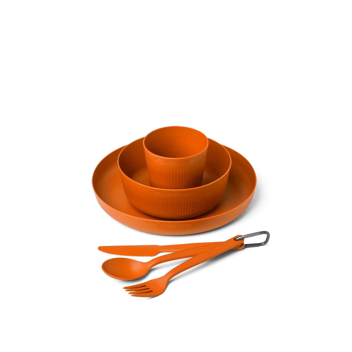 054304_CampDinnerwareSetwMeshSack_6Piece_BurntOrange_PRIMARY.jpg Set veselă Camp cu săculeț din plasă, 6 piese - imagine 1